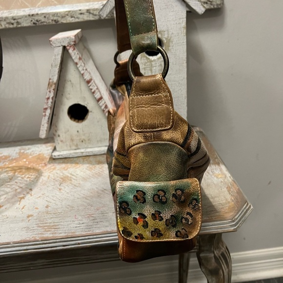 Anuschka Leather Print Artistic Hand painted Shoulder Bag - Picture 4 of 12